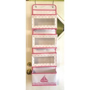 Over Door Hanging Organizing Toys, Shoes, Diapers and more Pink & White vn